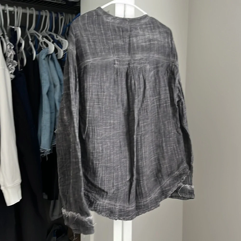 Free People Beachy Gauze Grey Top, lightly worn